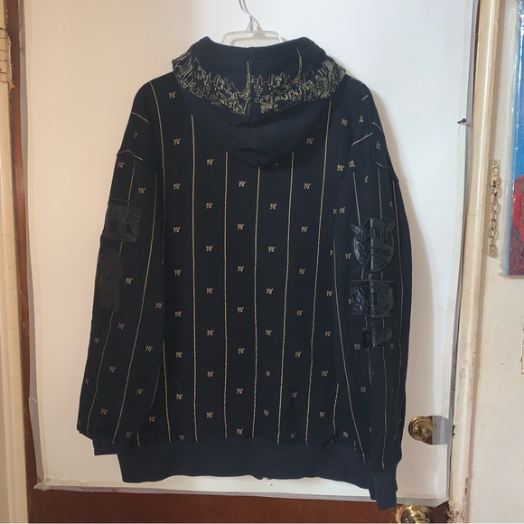 Avirex Classic Hoodie Size L Black Indian Chief Design & Arm Patches Zip Up NY - Picture 14 of 16